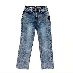 S.O.N.G Acid wash, high rise, straight ankle length jeans